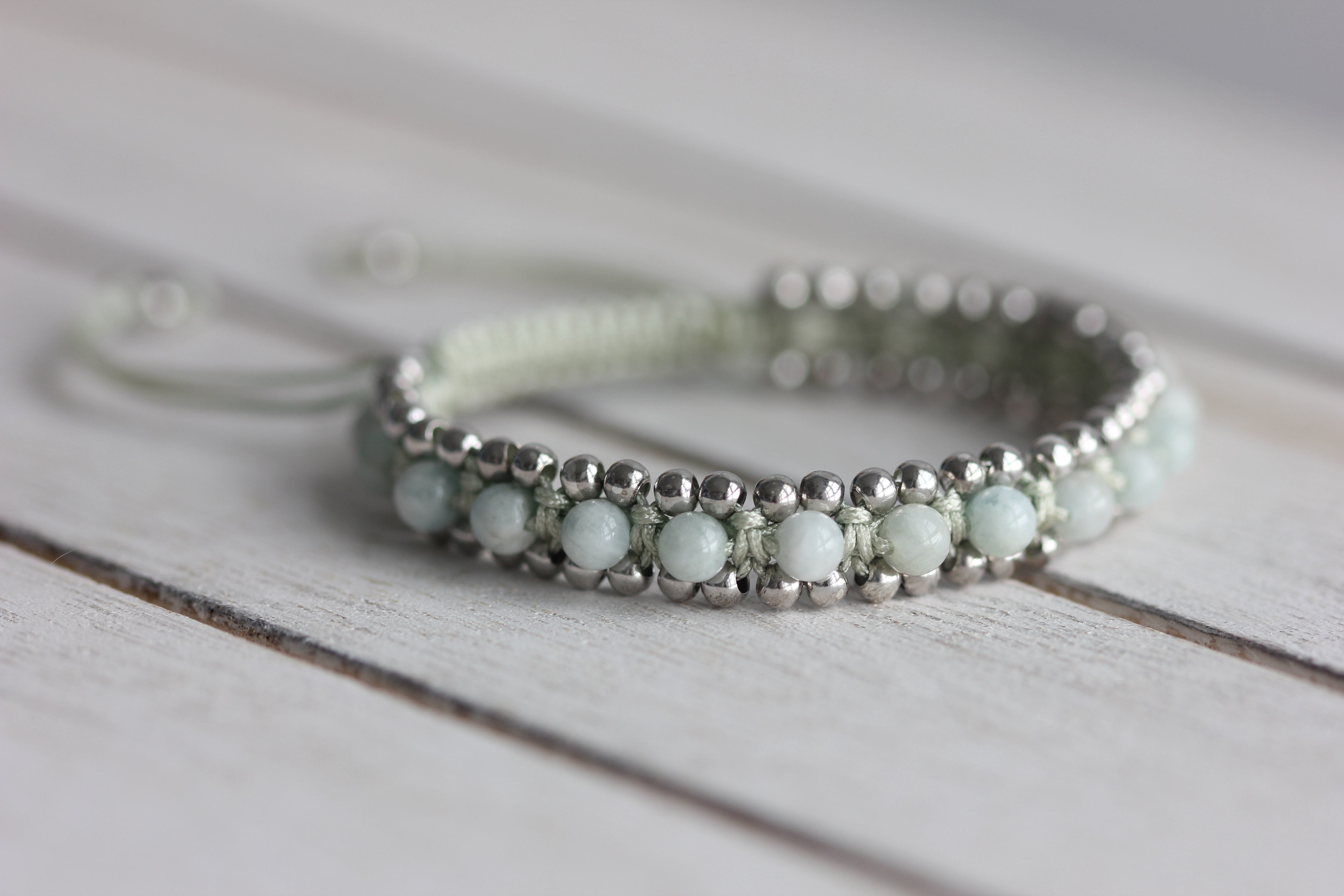 March Birthstone Beaded Bracelet - light blue | eBay
