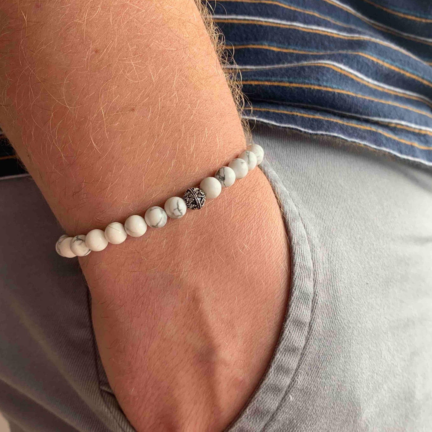 Men's HOWLITE Beaded Bracelet  Howlite Bracelet For Men – GT