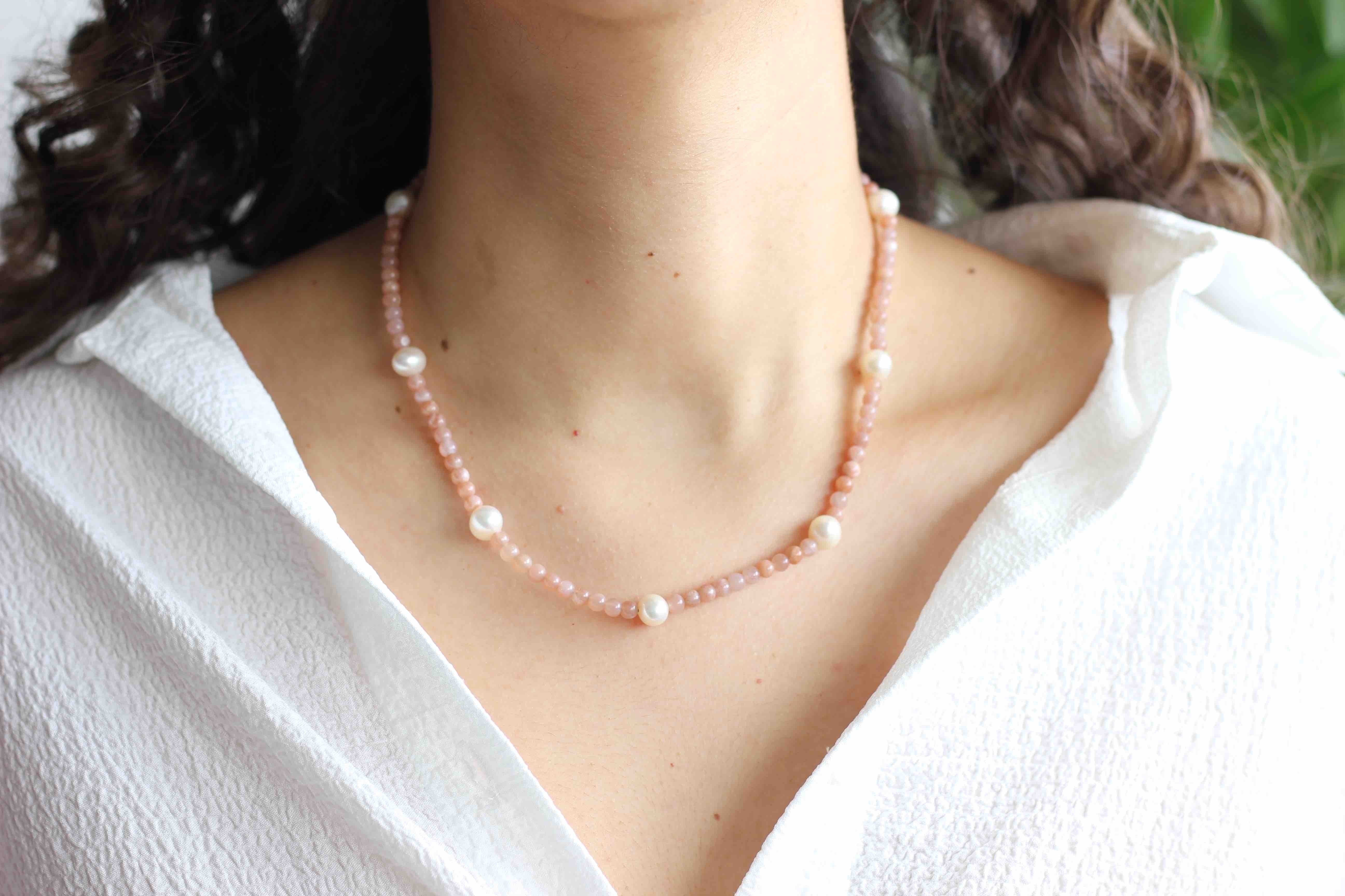 Moonstone pearl online necklace